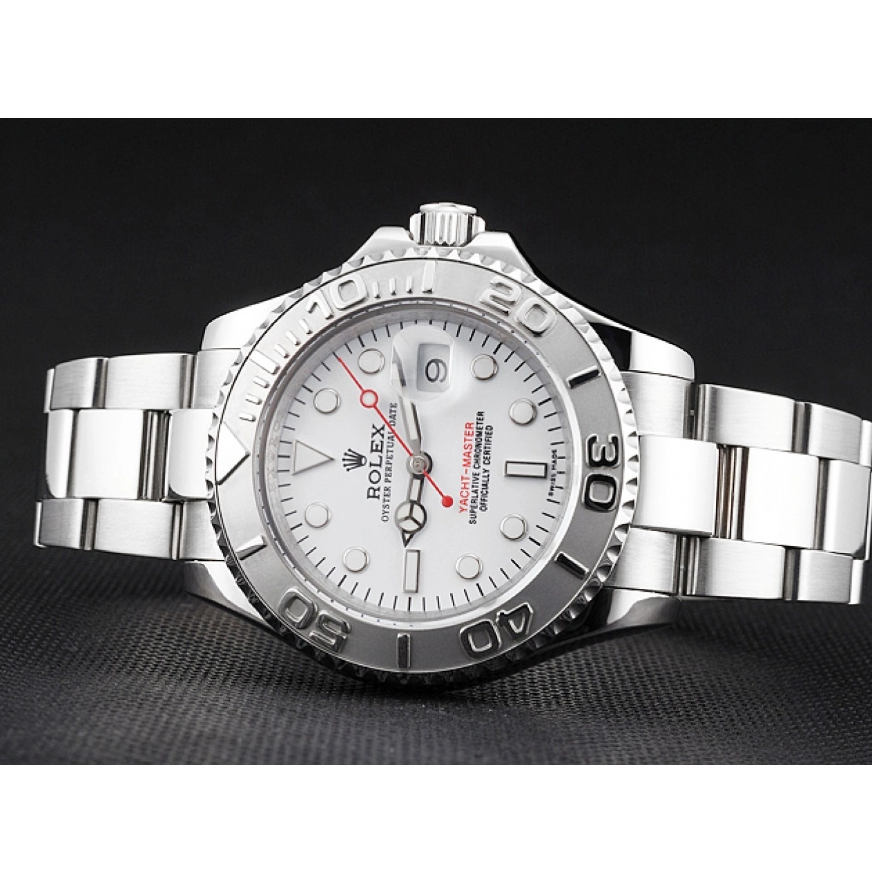 AAA replica watch Dial Case And Bracelet Rolex Steel White Staniless Swiss Yacht-Master 0803